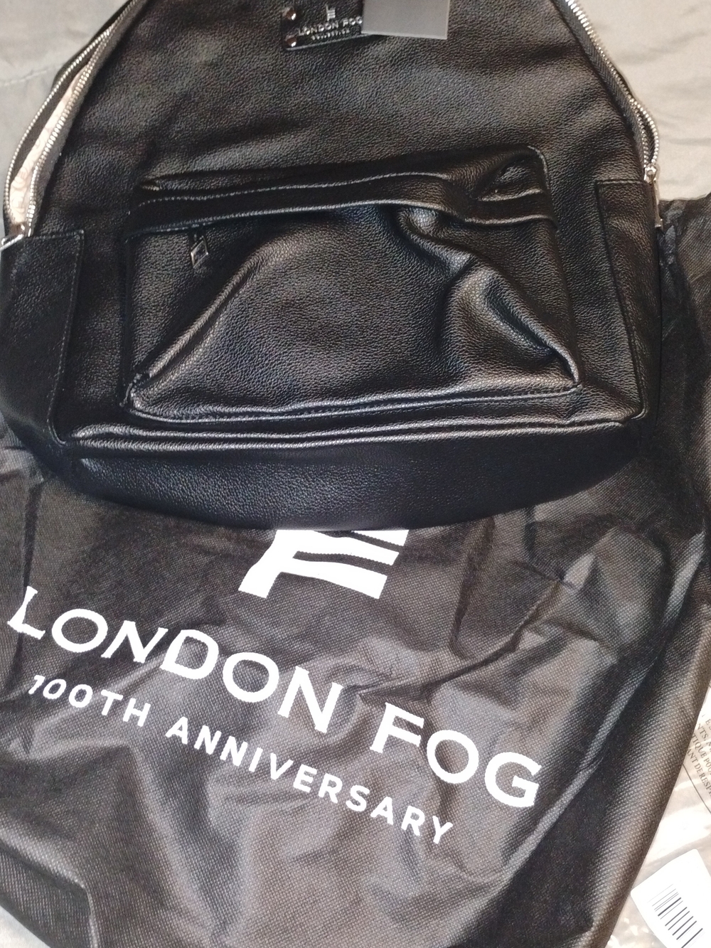 London Fog Black Leather Backpack - Sleek For Men And Women Bag, Brand New With